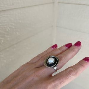 Silpada - hard to find Sterling Silver and Freshwater Pearl ring, size 7.